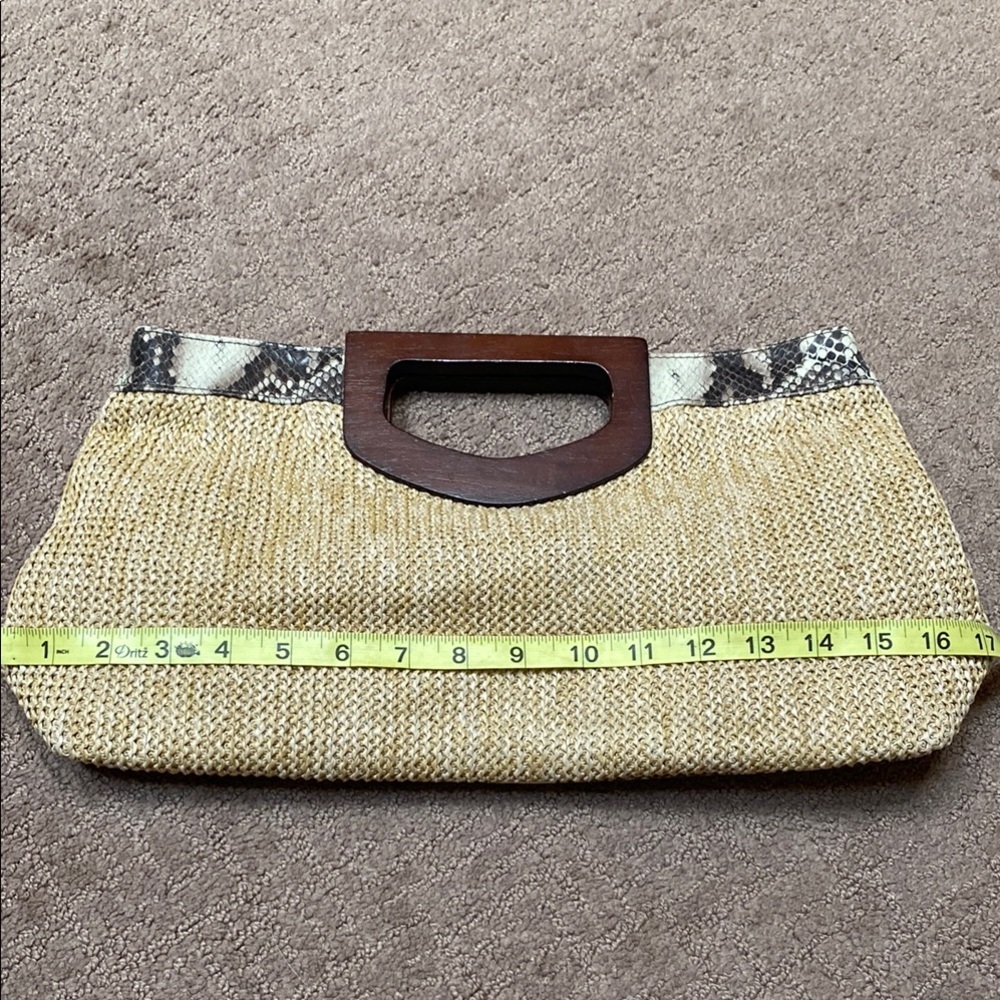 Nicole Miller Tan and Brown Clutch with Stylish Wristlet - Picture 11 of 14